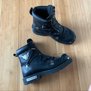 Black Leather Harley Davidson Biker Boots